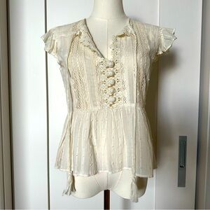 ZARA off white embroidery top size S